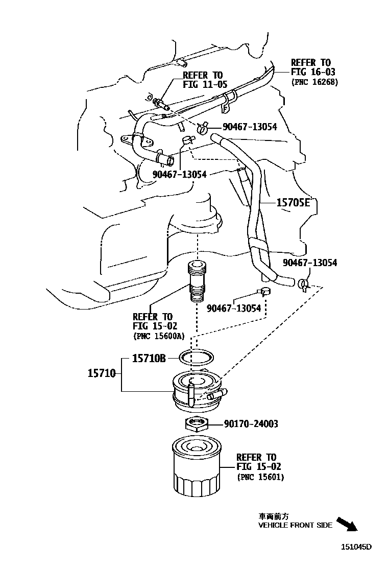 Toyota YARIS Engine Oil Cooler EPC diagram — 151045D