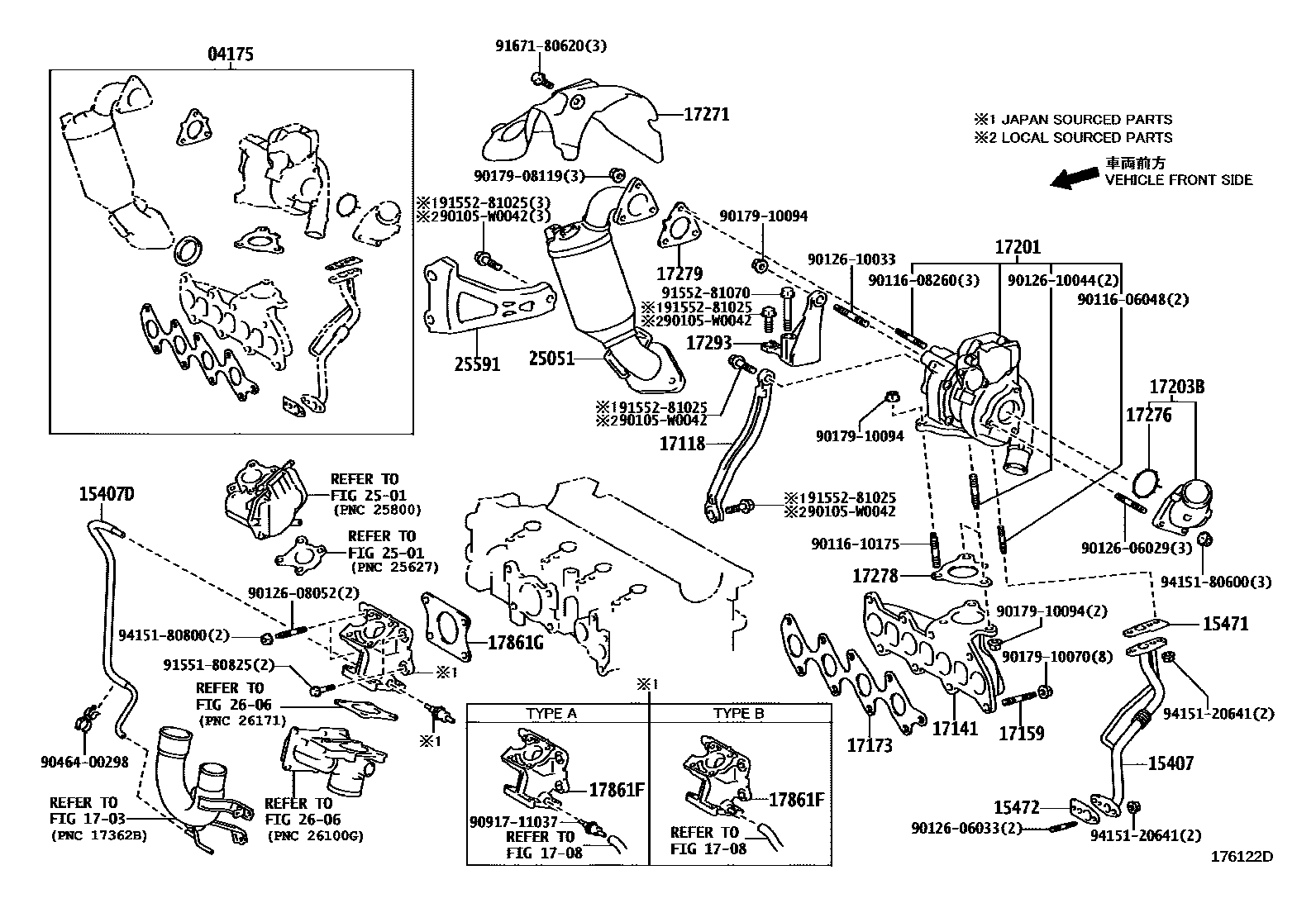 Toyota YARIS Manifold EPC diagram — 176122D