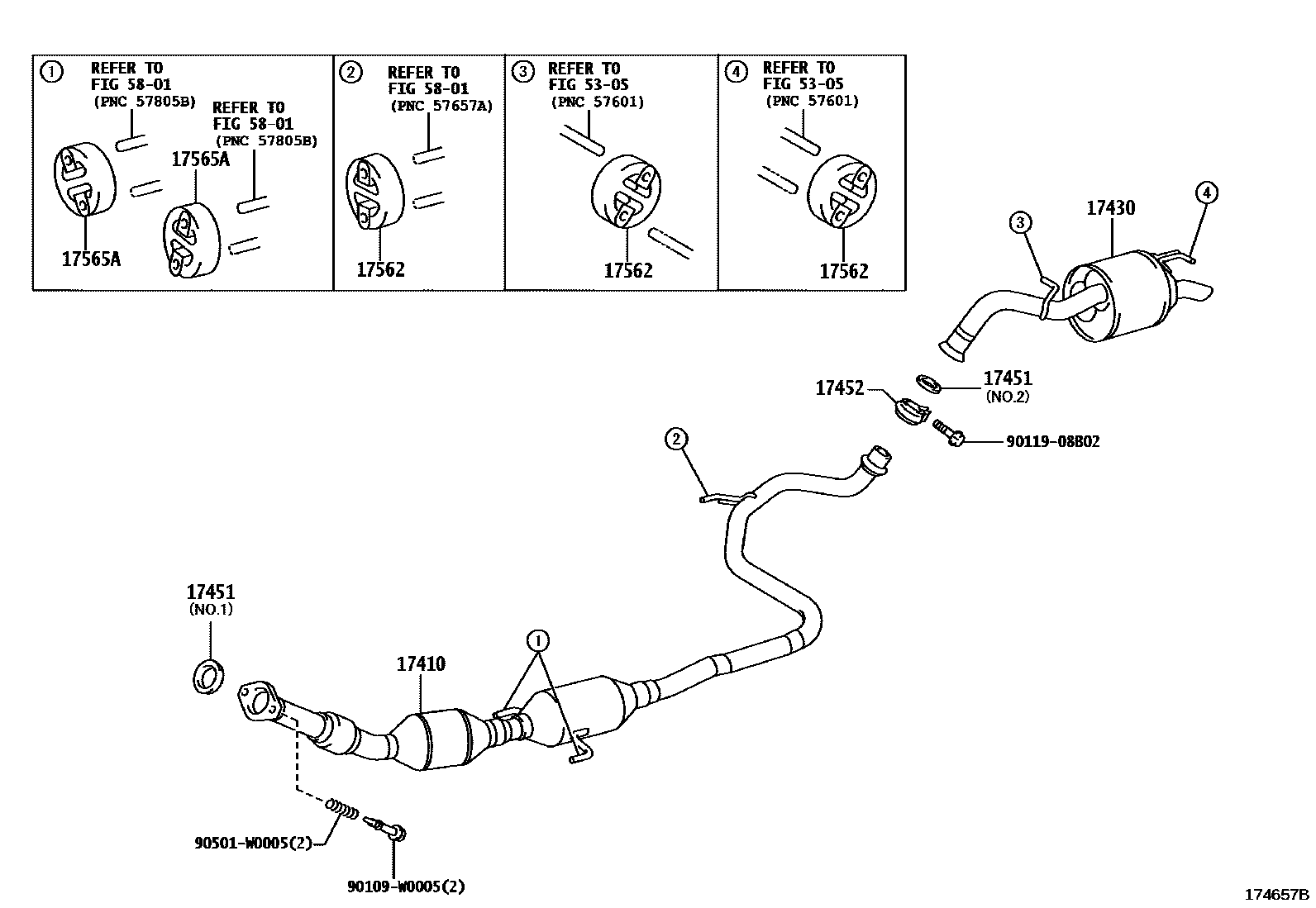 Toyota YARIS Exhaust Pipe EPC diagram — 174657B