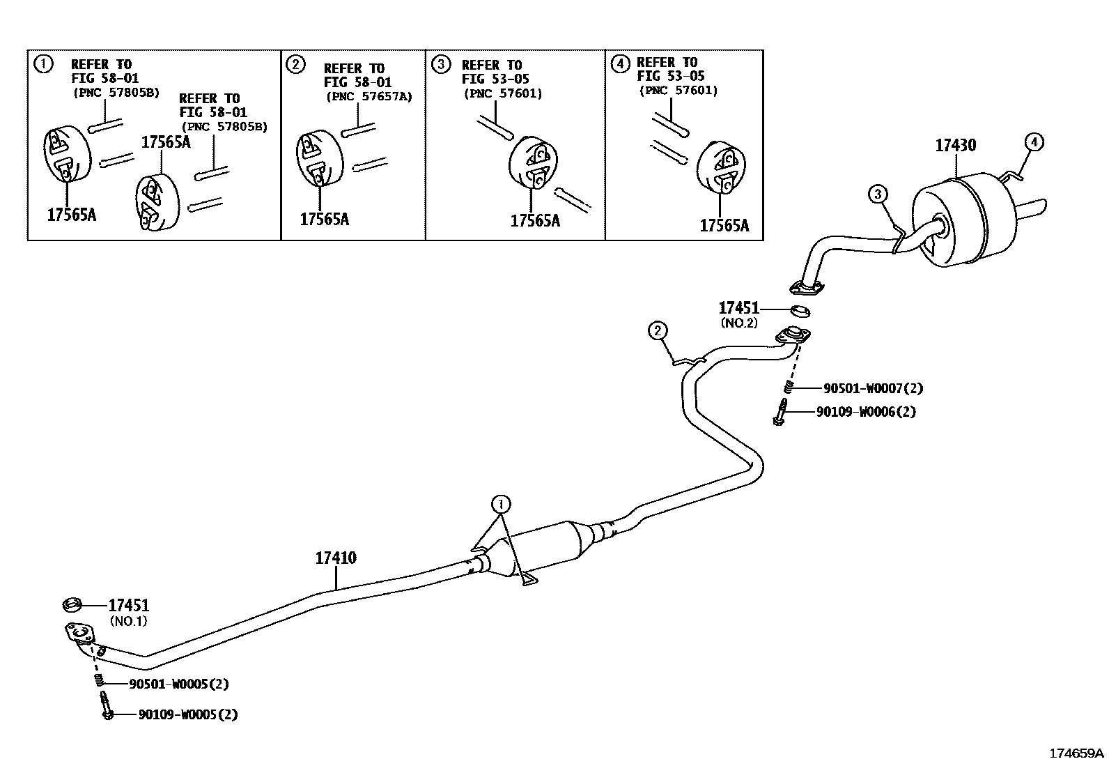 Toyota YARIS Exhaust Pipe EPC diagram — 174659A