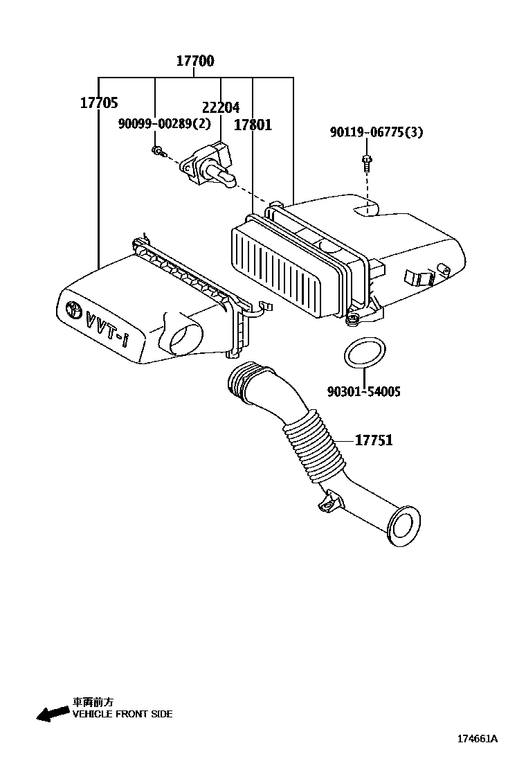 Toyota YARIS Air Cleaner EPC diagram — 174661A