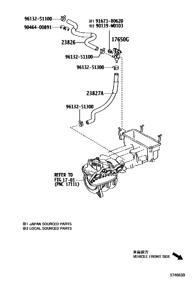 Toyota YARIS vacuum tube EPC diagram — 174663B