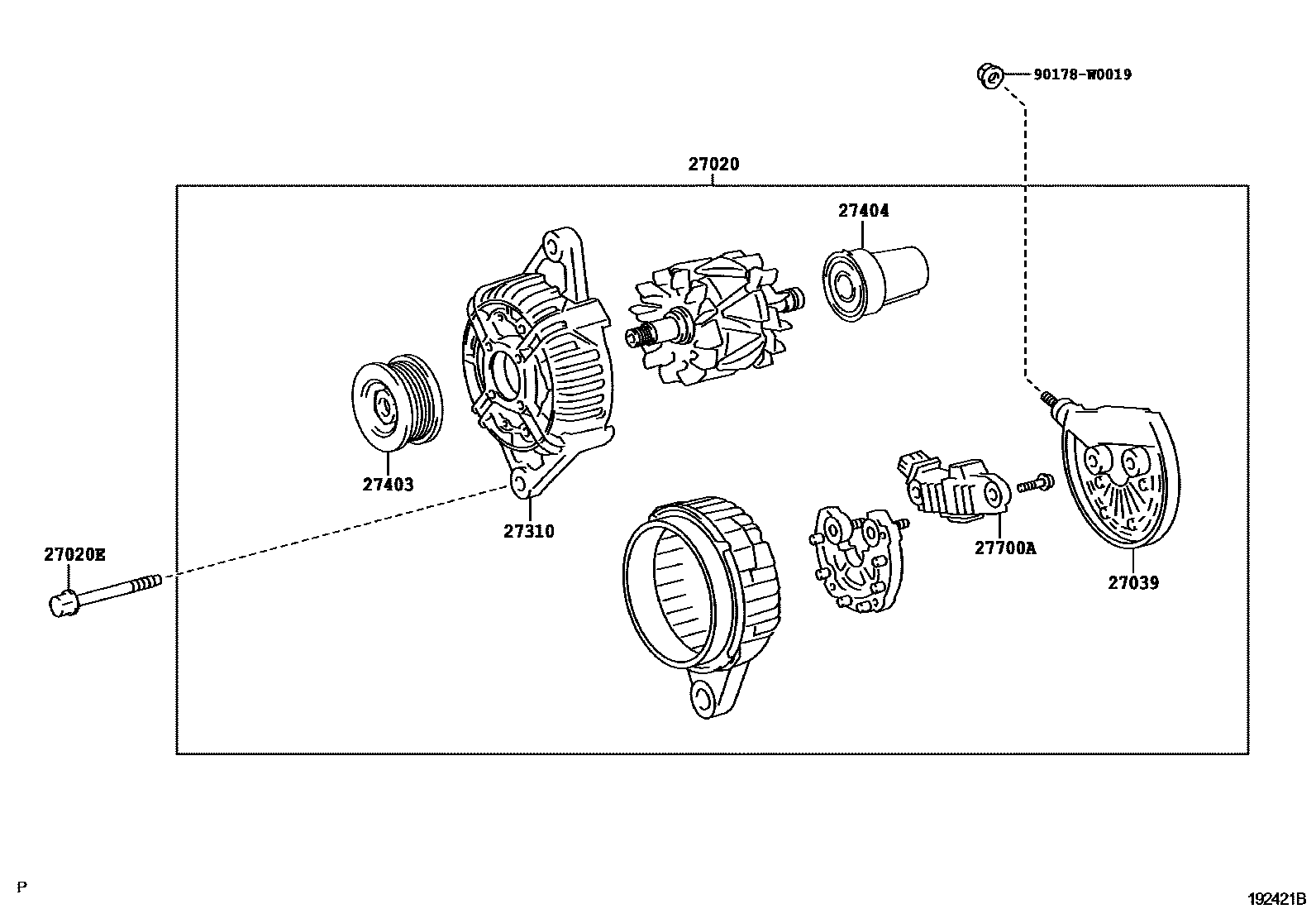 Toyota YARIS Alternator EPC diagram — 192421B