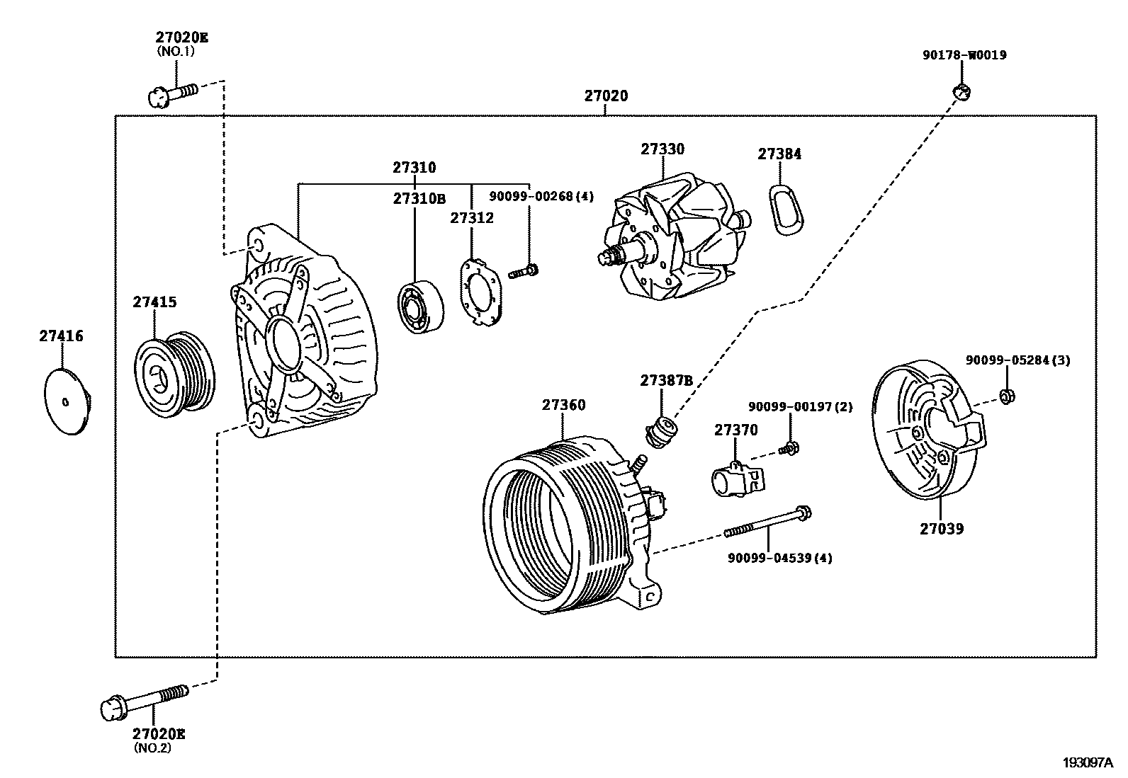Toyota YARIS Alternator EPC diagram — 193097A