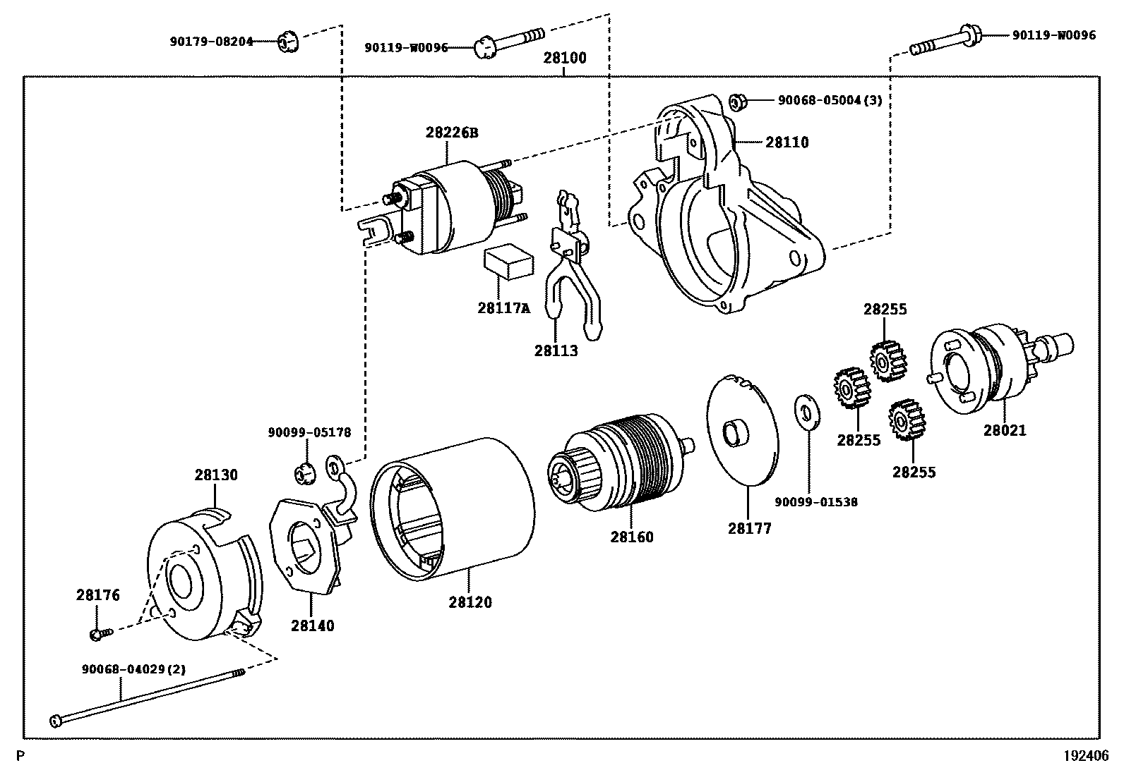 Toyota YARIS 起动机 EPC diagram — 192406