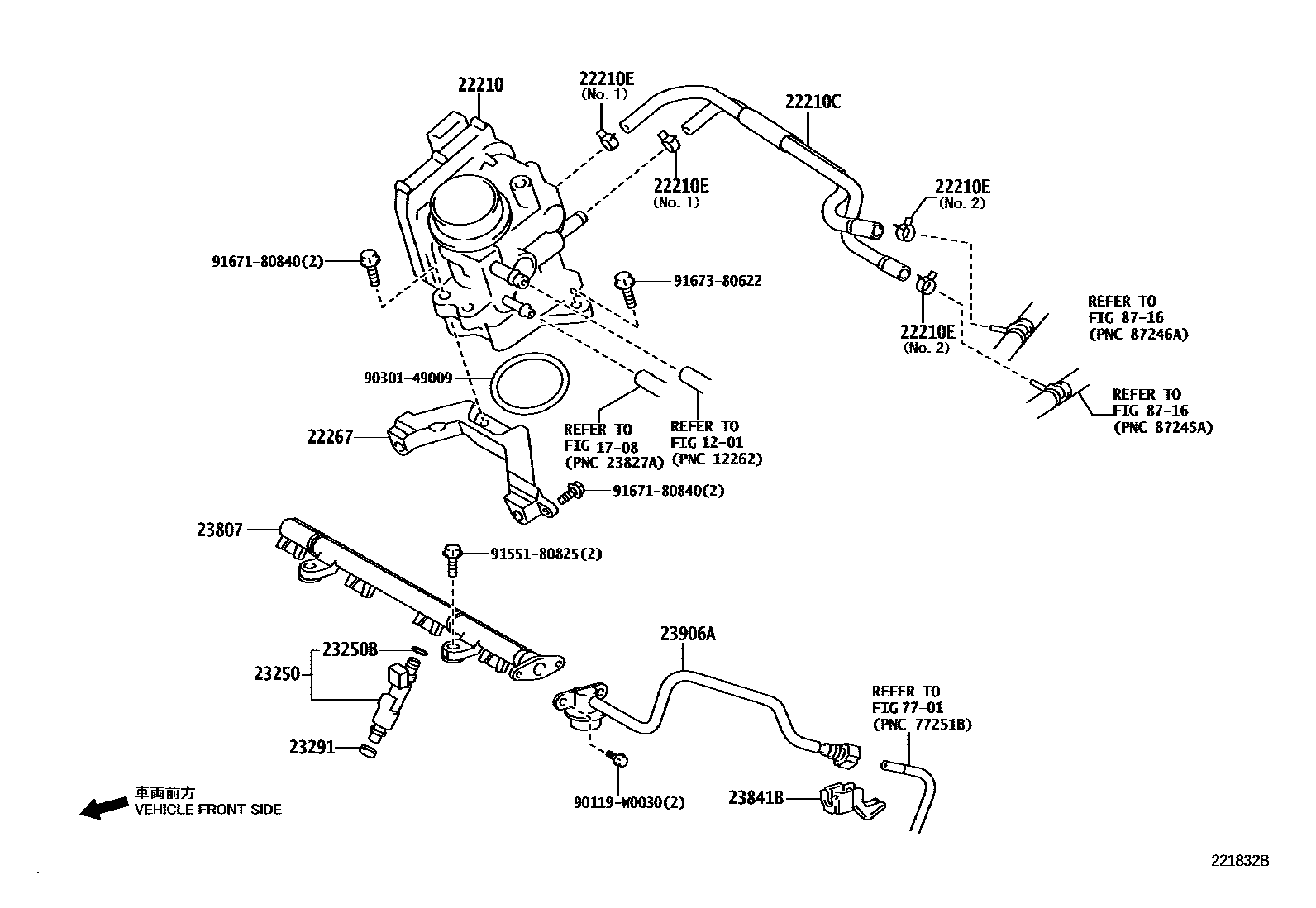 Toyota YARIS 燃油喷射系统 EPC diagram — 221832B