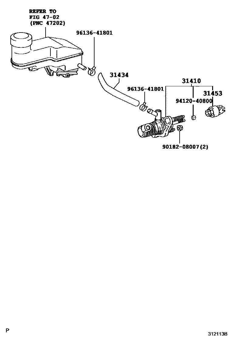 Toyota YARIS 离合器总泵 EPC diagram — 312113B