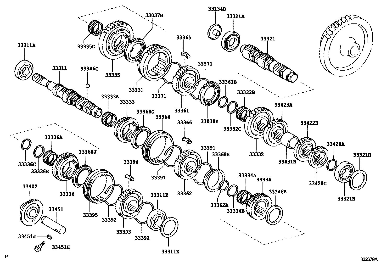 Toyota YARIS 变速器齿轮(MTM) EPC diagram — 332679A