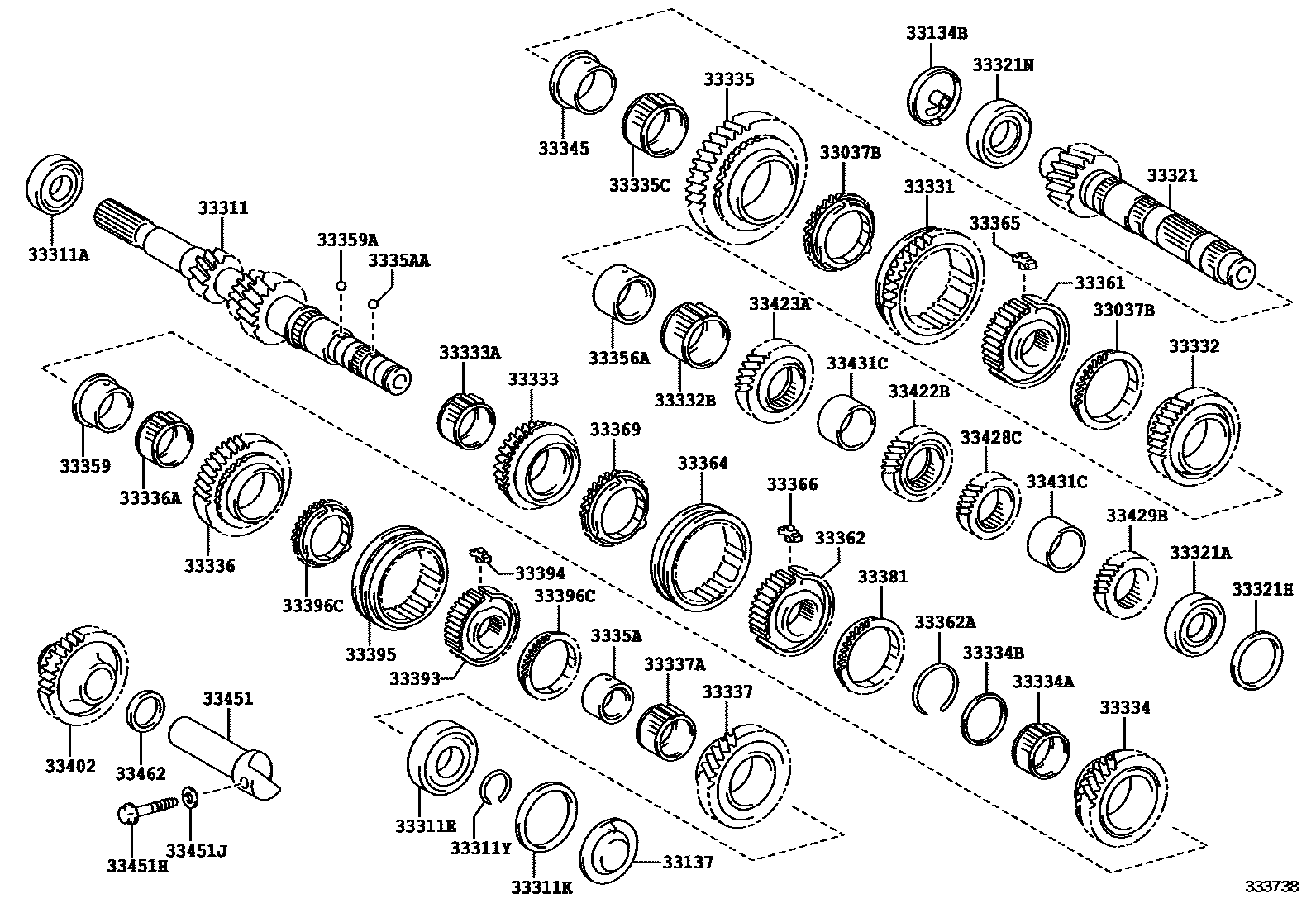 Toyota YARIS 变速器齿轮(MTM) EPC diagram — 333738