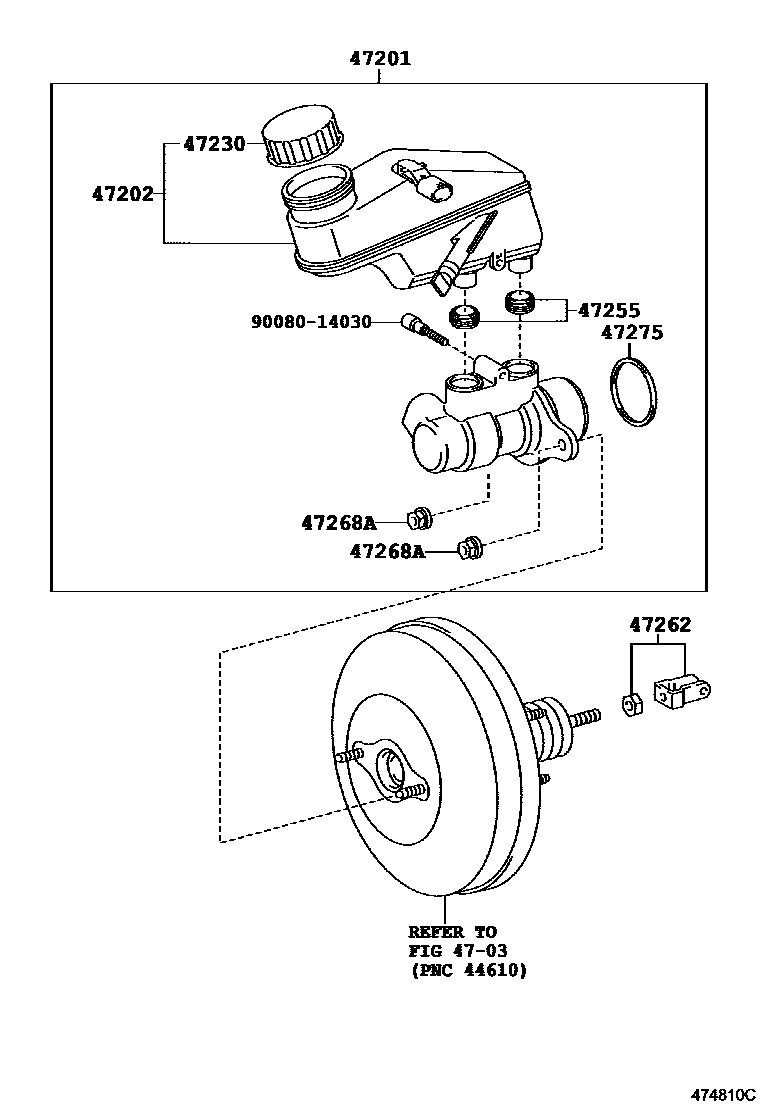 Toyota YARIS 制动总泵 EPC diagram — 474810C