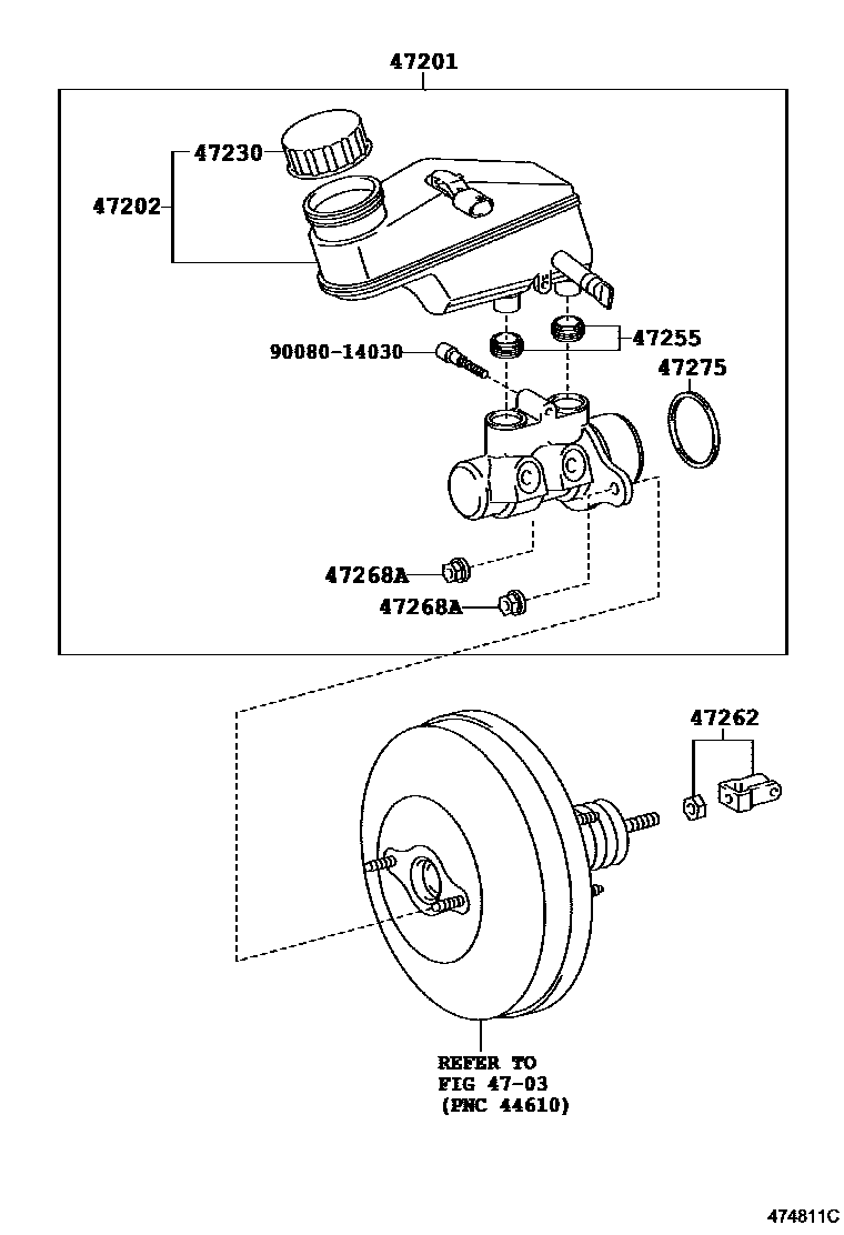 Toyota YARIS 制动总泵 EPC diagram — 474811C