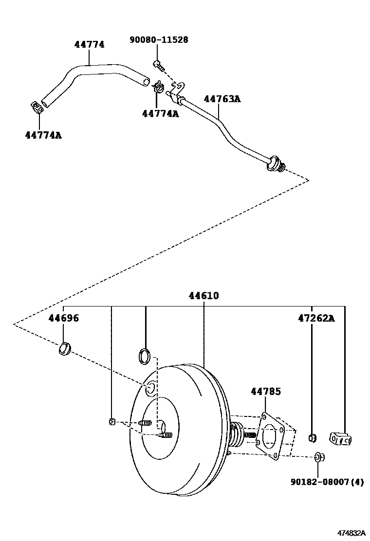 Toyota YARIS 制动助力器和真空管 EPC diagram — 474832A