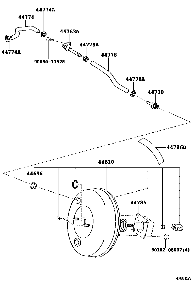 Toyota YARIS 制动助力器和真空管 EPC diagram — 476815A