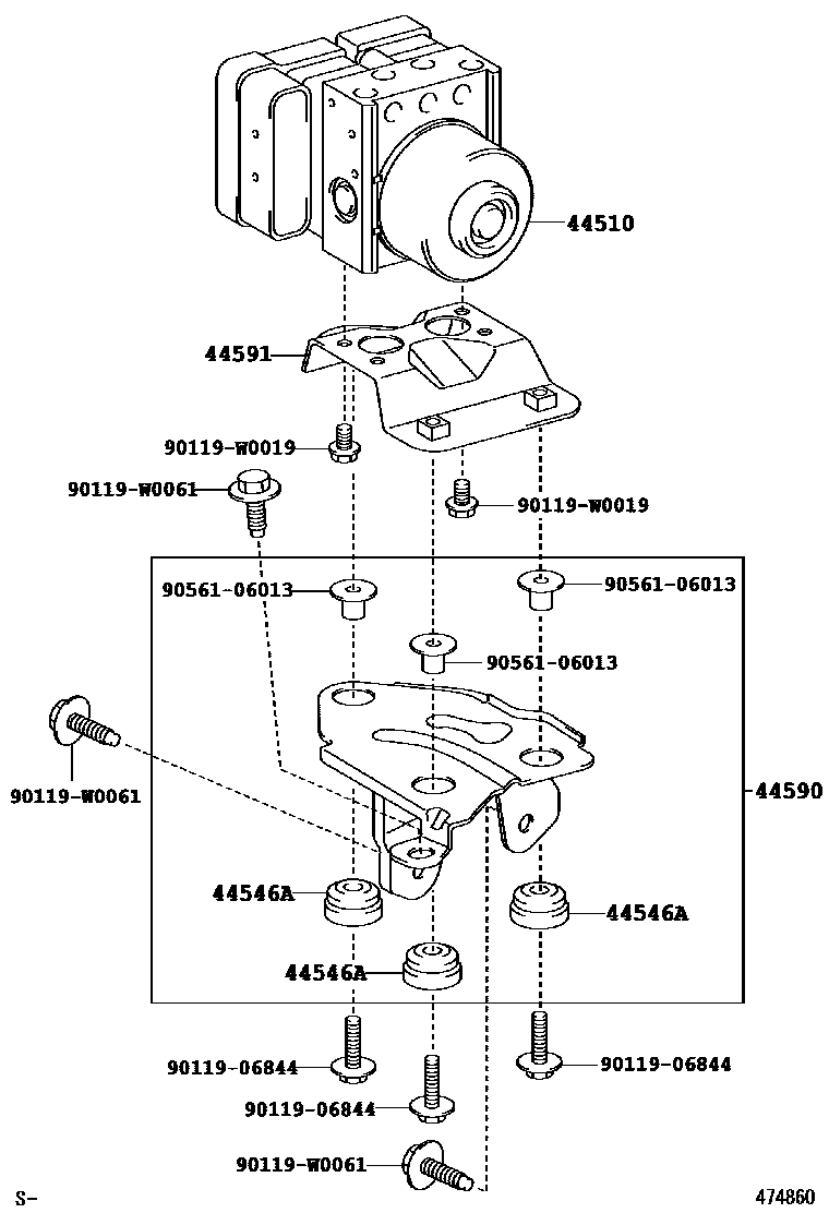 Toyota YARIS 制动配管和卡箍 EPC diagram — 474860
