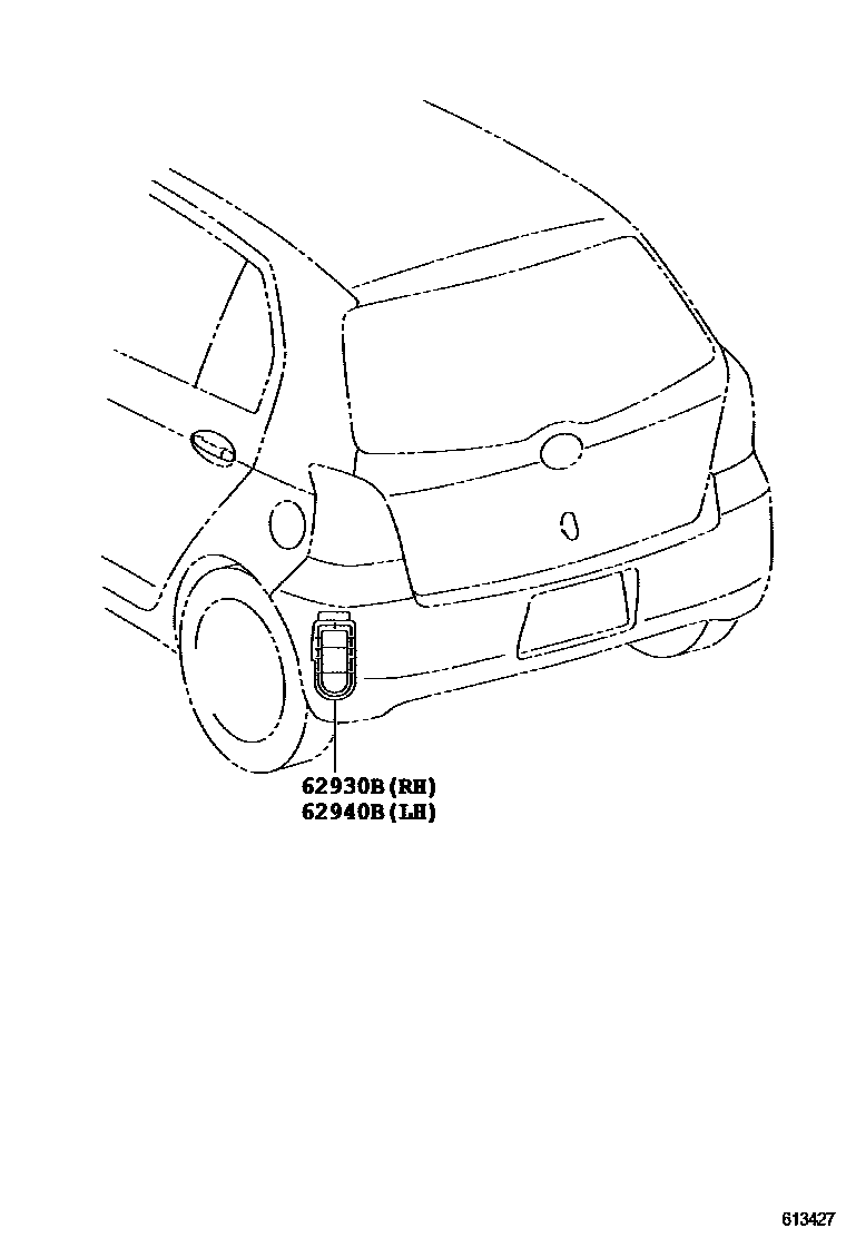 Toyota YARIS 车侧通风装置 EPC diagram — 613427