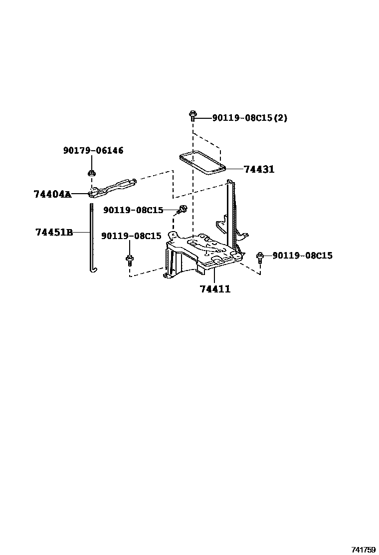 Toyota YARIS battery holder EPC diagram — 741759