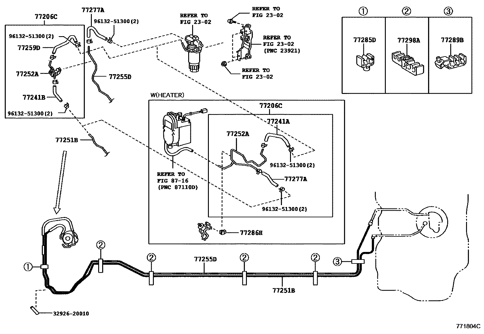 Toyota YARIS 燃油箱和燃油管 EPC diagram — 771804C