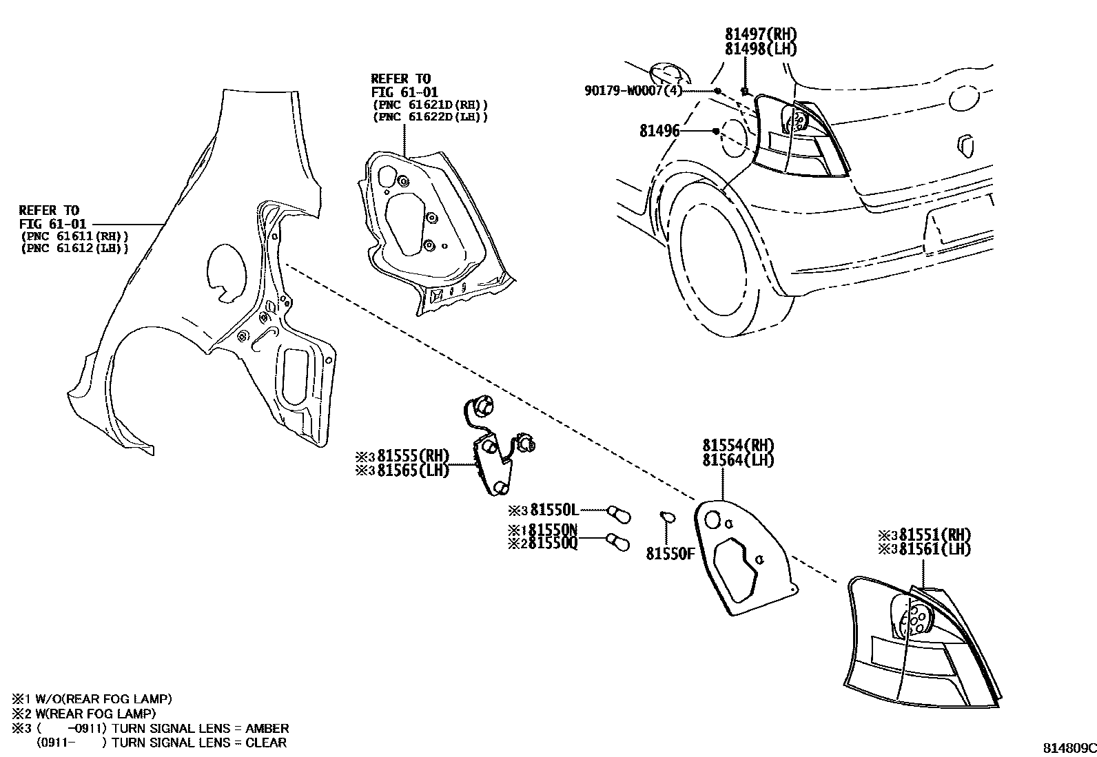 Toyota YARIS 后组合灯 EPC diagram — 814809C