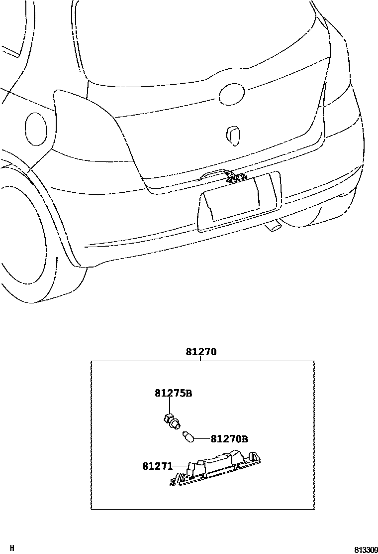 Toyota YARIS 后牌照灯 EPC diagram — 813309