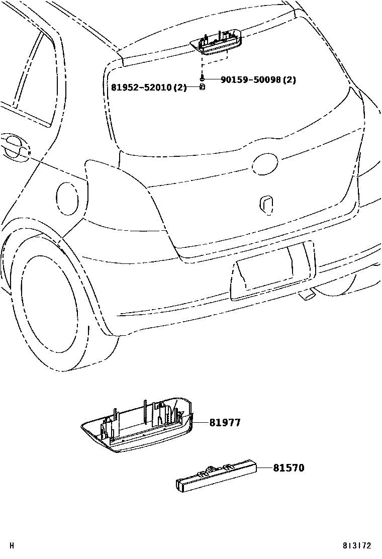Toyota YARIS 高位刹车灯 EPC diagram — 813172
