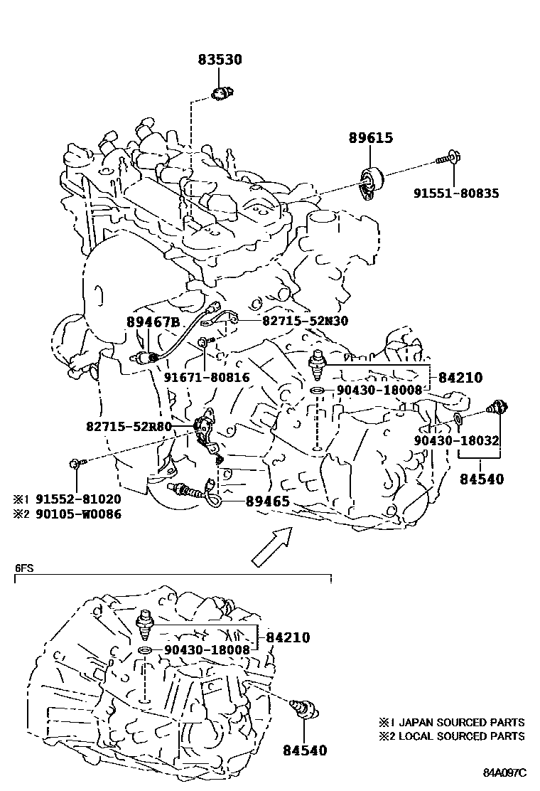 Toyota YARIS 开关和继电器和ECU EPC diagram — 84A097C