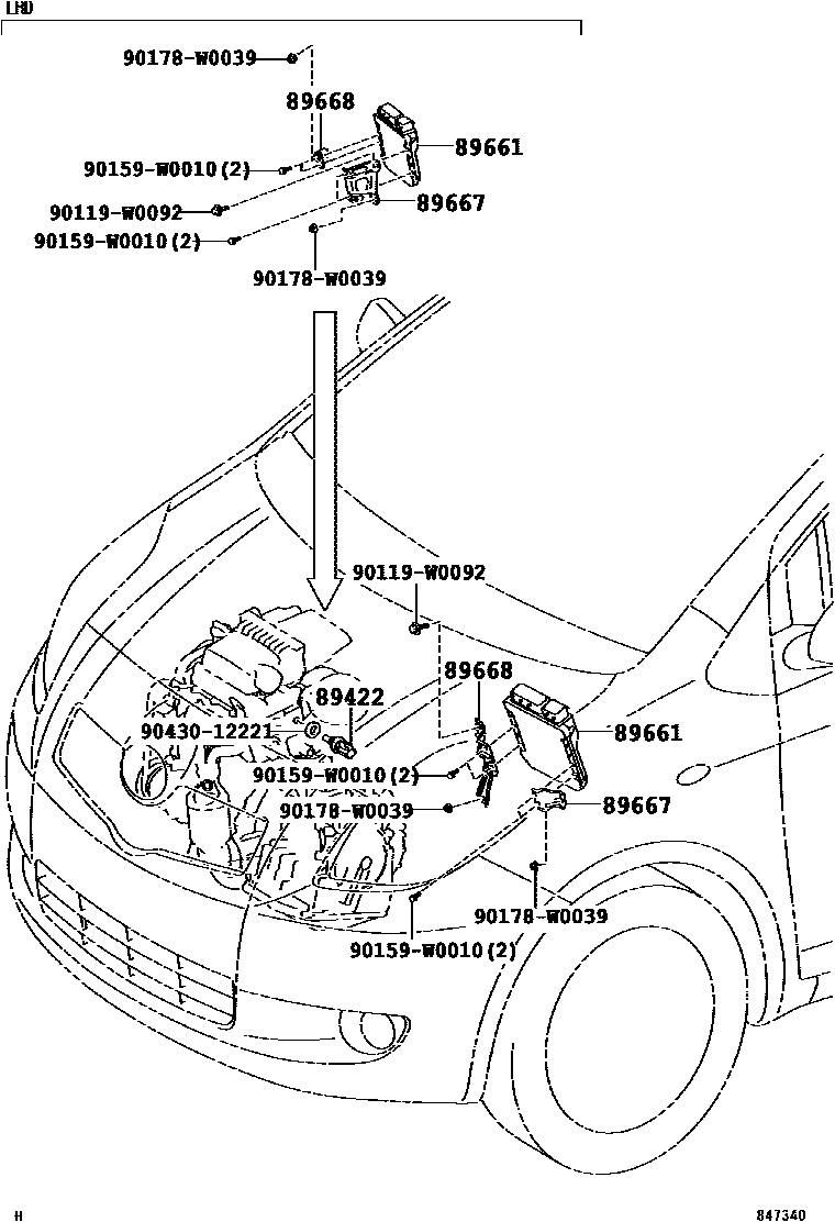 Toyota YARIS 电子燃油喷射系统 EPC diagram — 847340