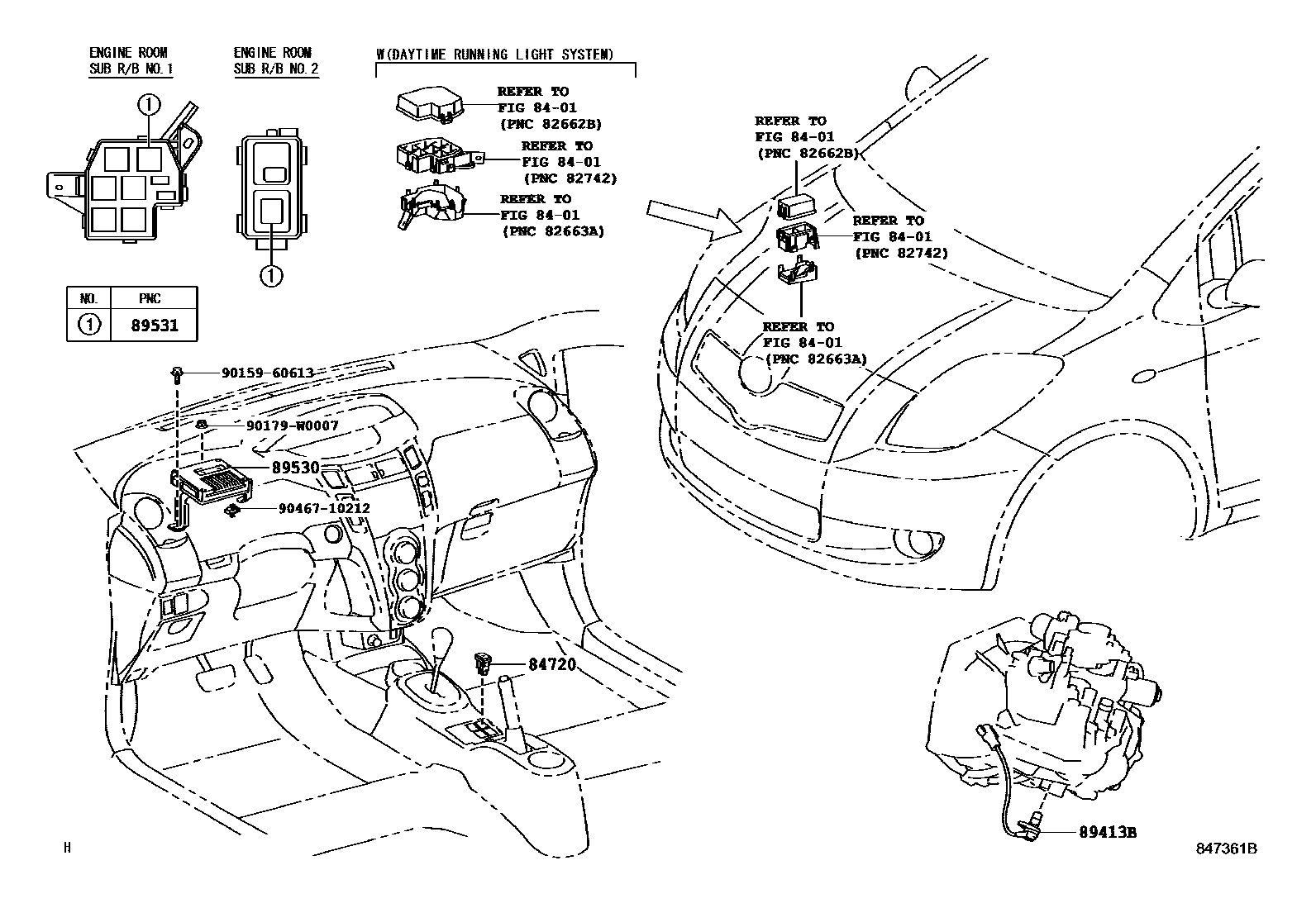 Toyota YARIS 超速档和电子控制变速器 EPC diagram — 847361B
