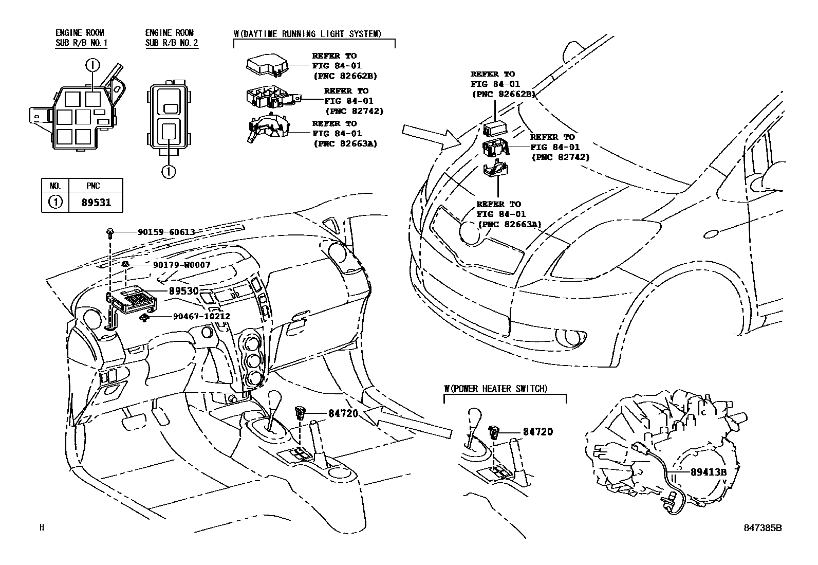 Toyota YARIS 超速档和电子控制变速器 EPC diagram — 847385B