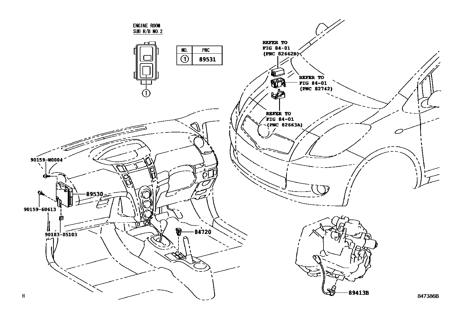 Toyota YARIS 超速档和电子控制变速器 EPC diagram — 847386B