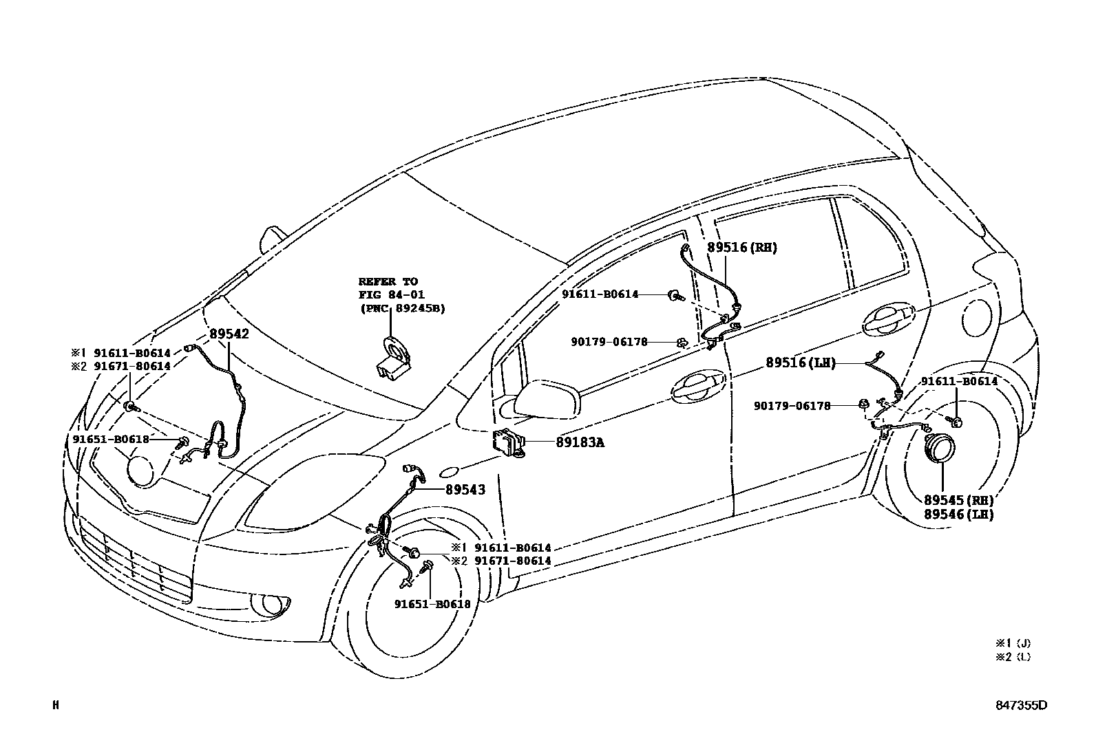 Toyota YARIS ABS 和 VSC EPC diagram — 847355D