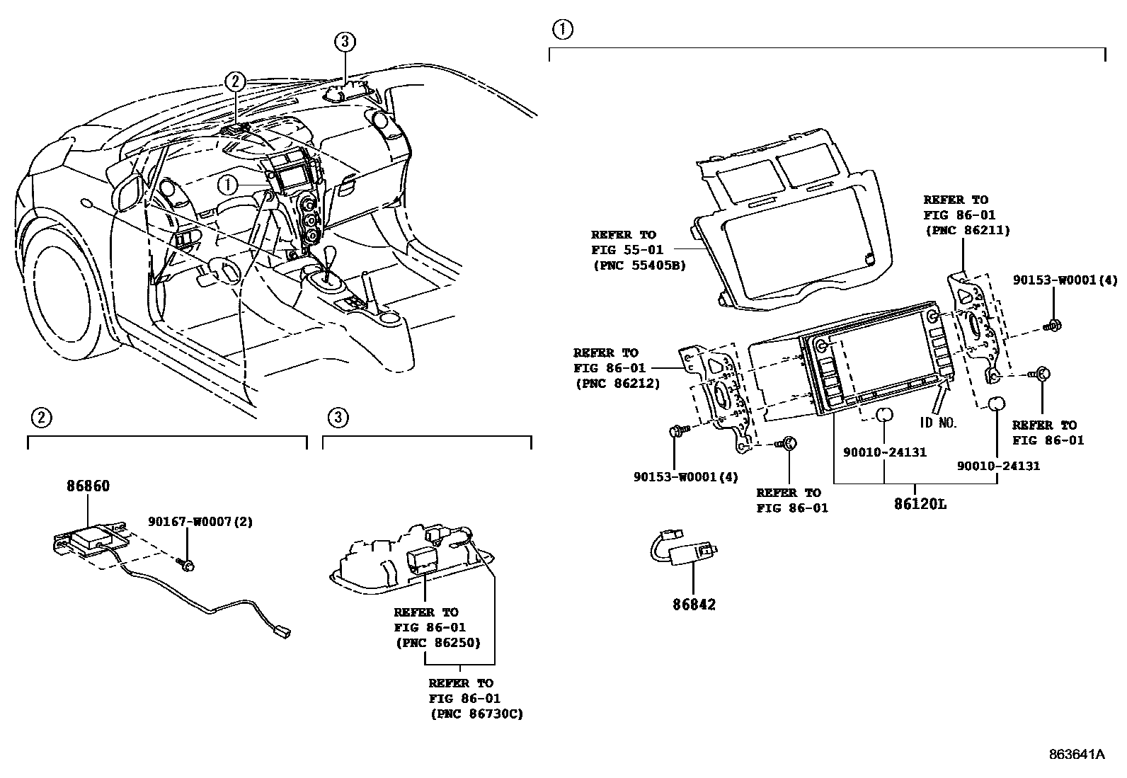 Toyota YARIS 导航和前监视器显示屏 EPC diagram — 863641A