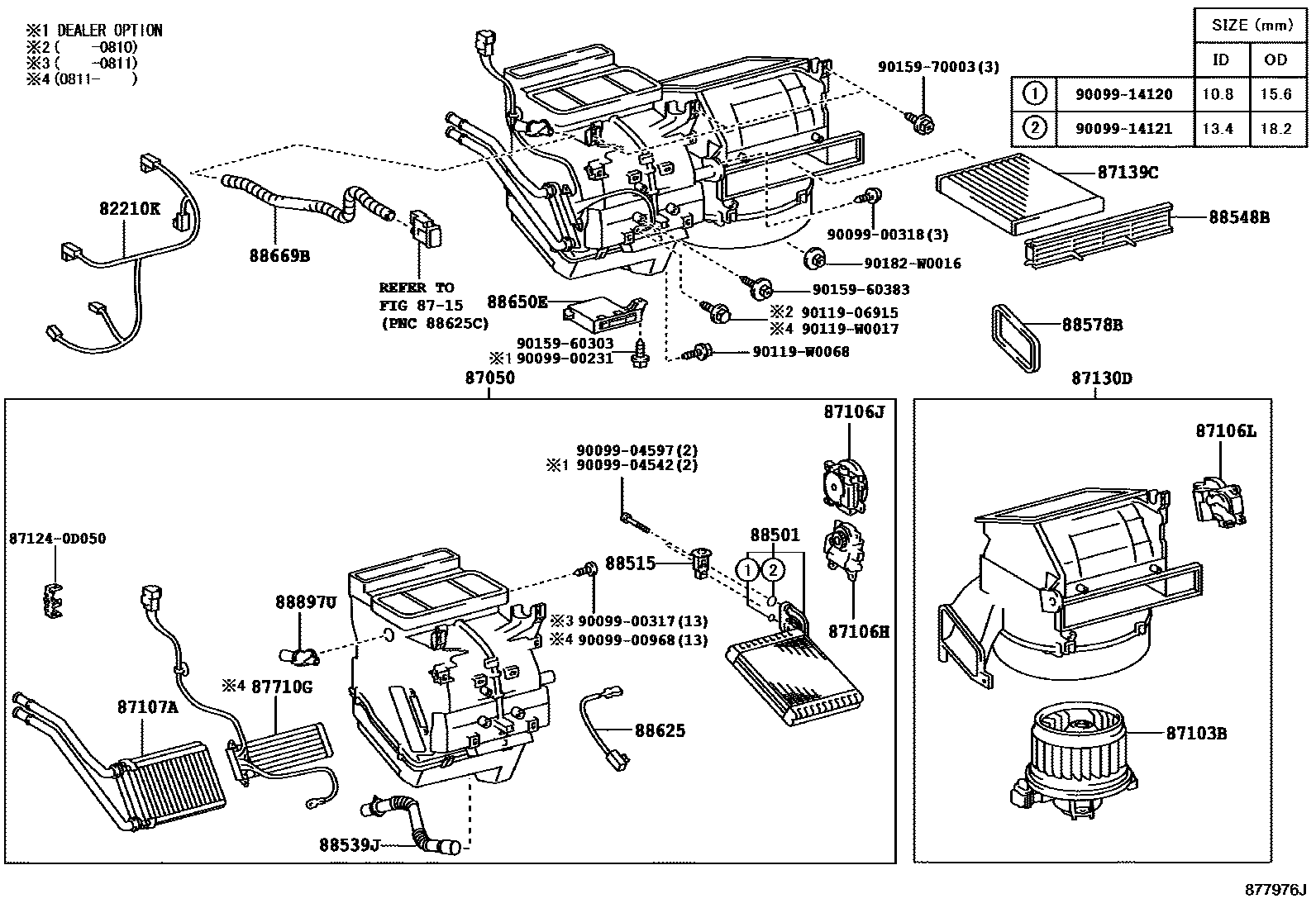 Toyota YARIS 暖风和空调系统 - 冷却器组件 EPC diagram — 877976J