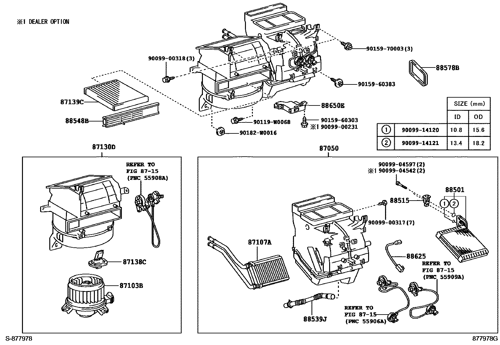Toyota YARIS 暖风和空调系统 - 冷却器组件 EPC diagram — 877978G