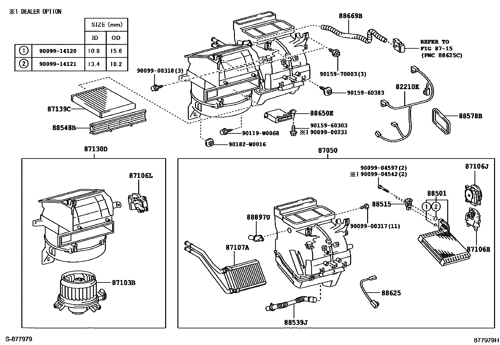 Toyota YARIS 暖风和空调系统 - 冷却器组件 EPC diagram — 877979H