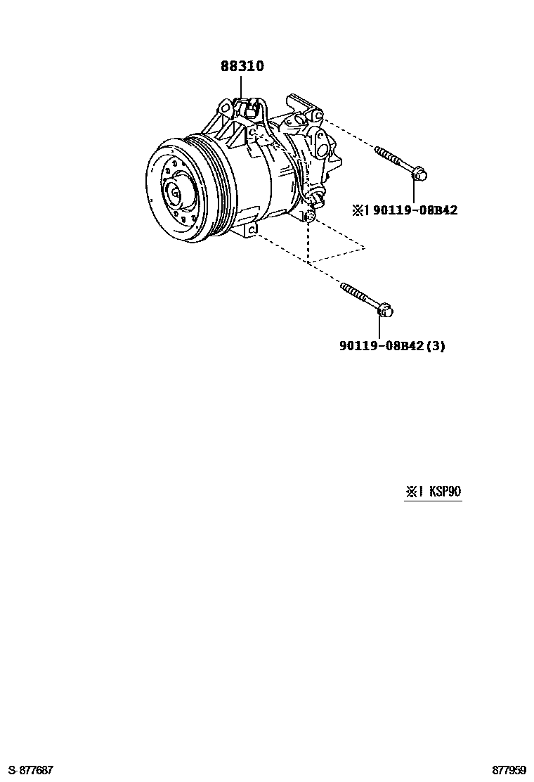 Toyota YARIS Heating & Air Conditioning - Compressor EPC diagram — 877959