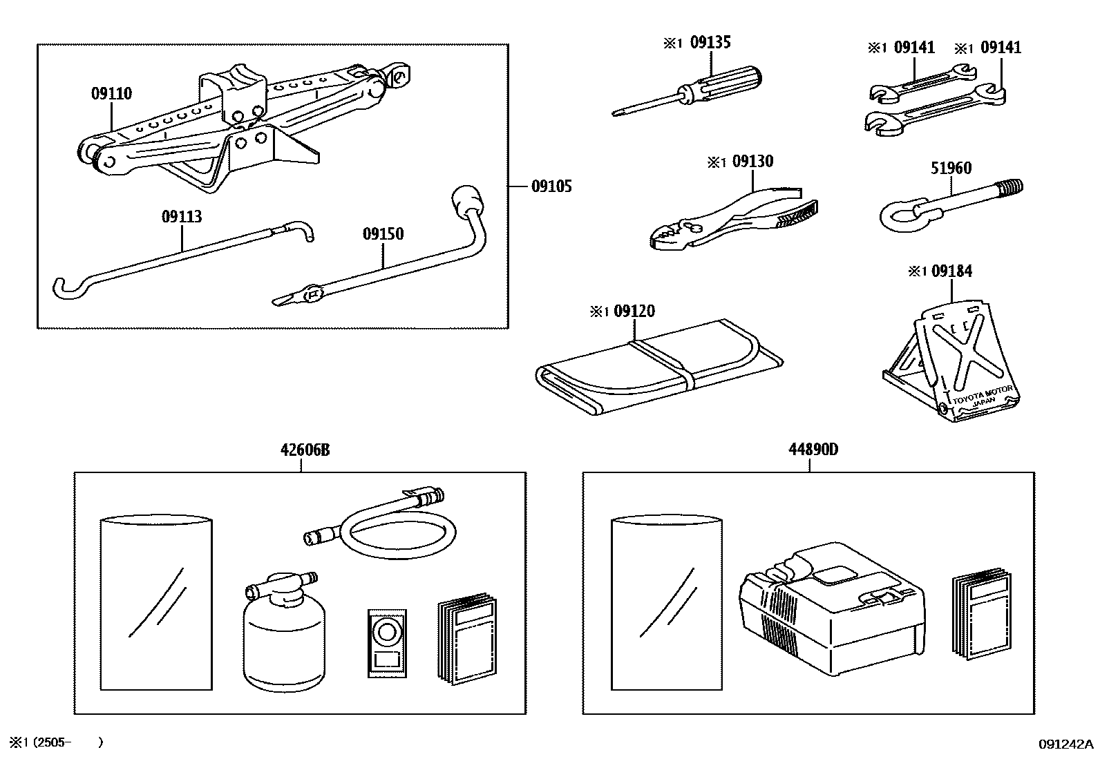 Toyota YARIS Standard Tools EPC diagram — 091242A