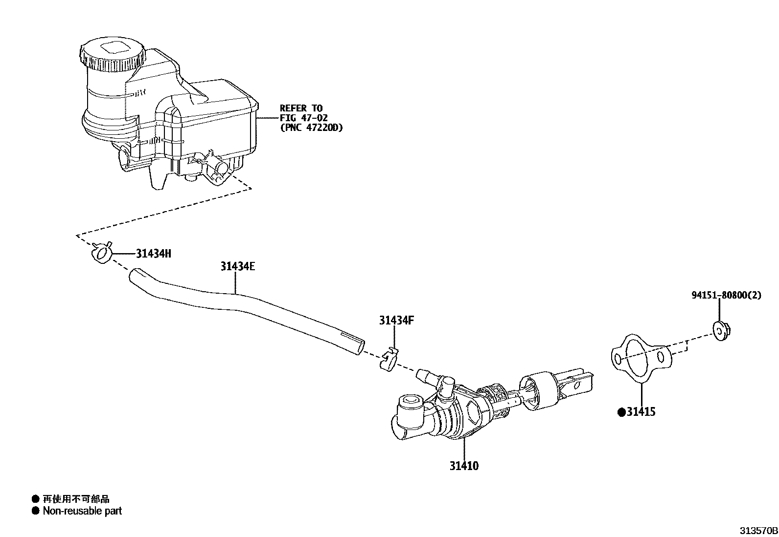 Toyota YARIS 离合器总泵 EPC diagram — 313570B
