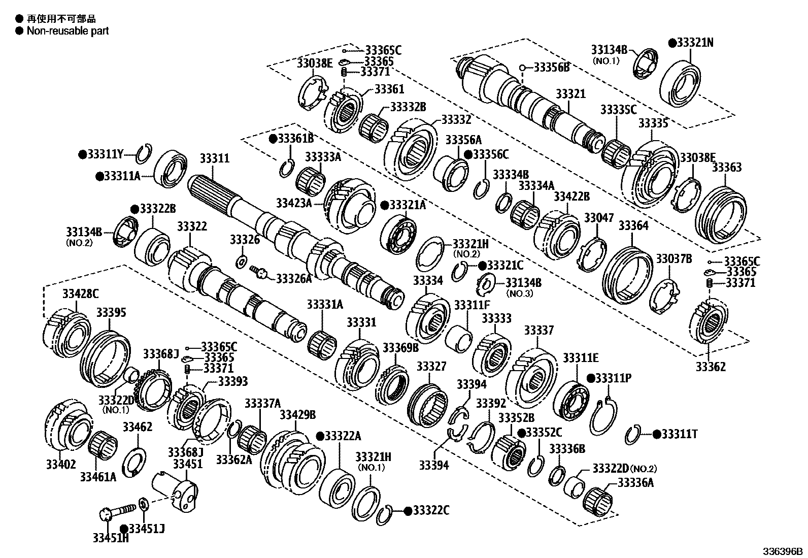 Toyota YARIS 变速器齿轮(MTM) EPC diagram — 336396B