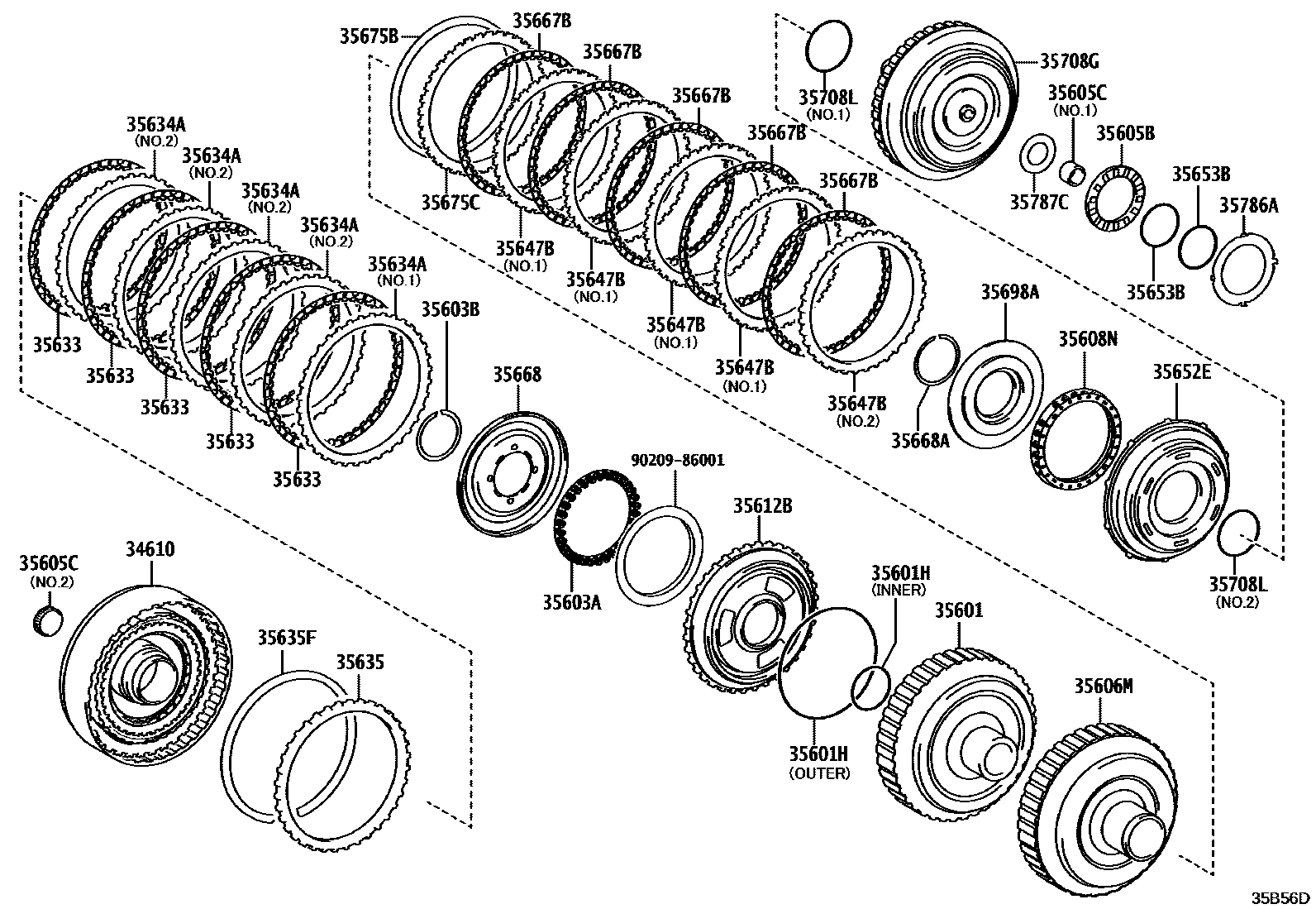 Toyota YARIS 制动带和多片式离合器(ATM) EPC diagram — 35B56D