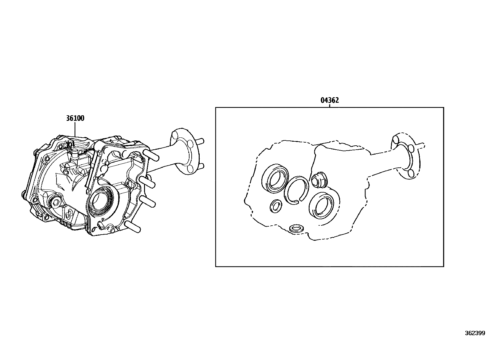 Toyota YARIS Transfer Assembly & Gasket Kit EPC diagram — 362399