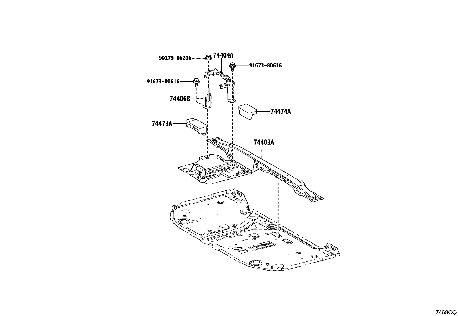 Toyota YARIS battery holder EPC diagram — 7468CQ
