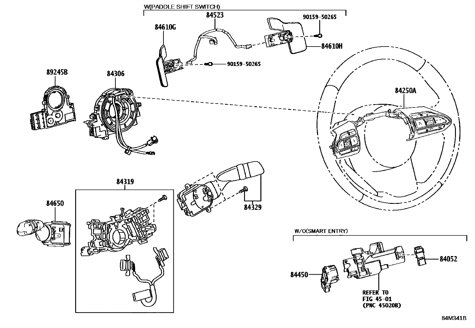 Toyota YARIS 开关和继电器和ECU EPC diagram — 84M341B