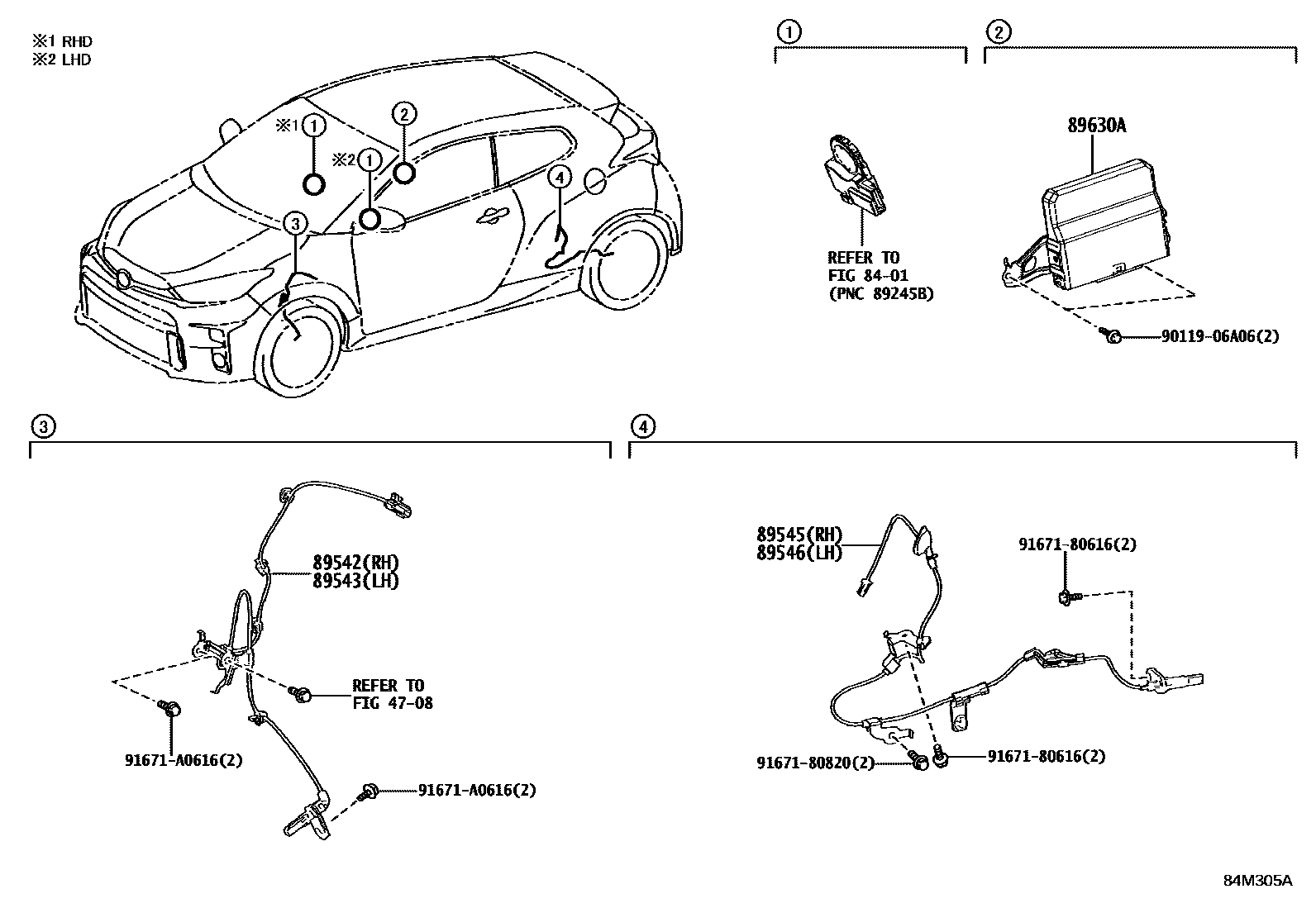 Toyota YARIS ABS 和 VSC EPC diagram — 84M305A