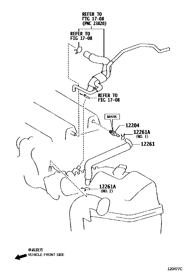 Toyota YARIS Ventilation Hose EPC diagram — 120477C