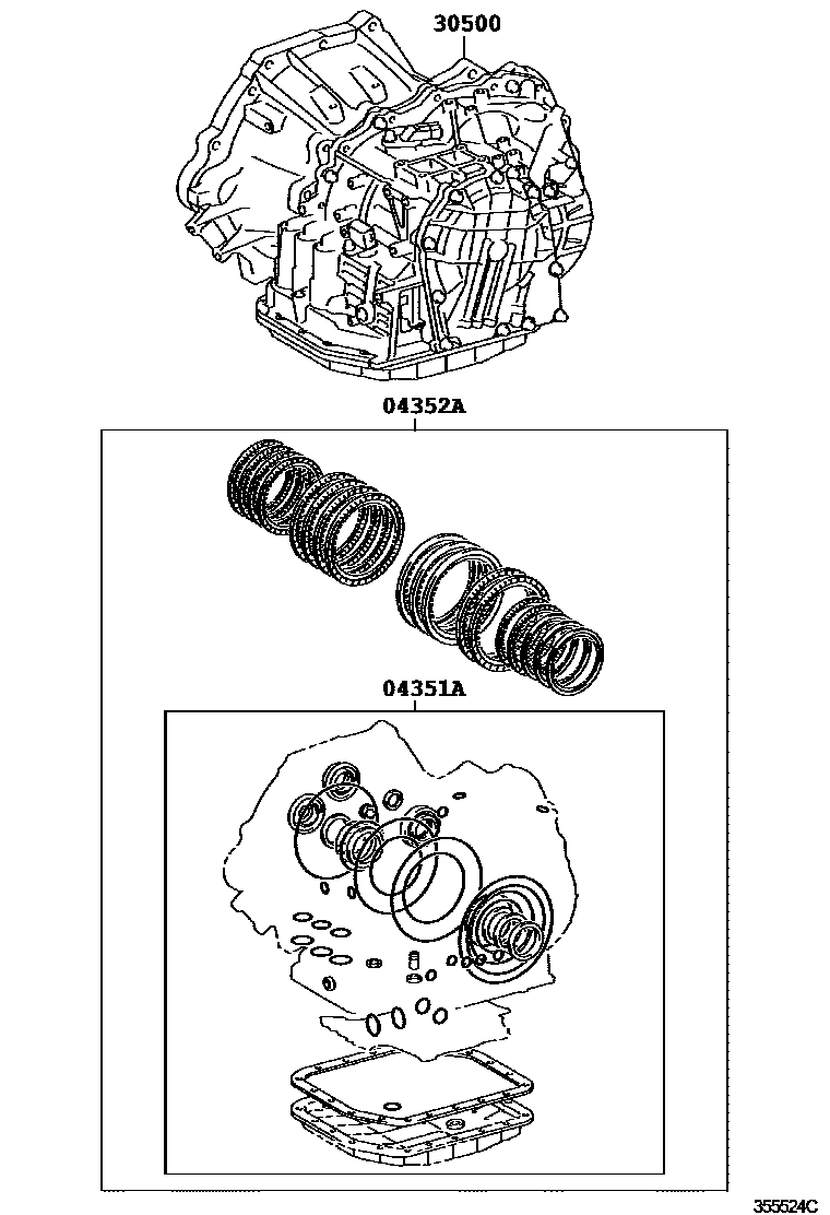 Toyota YARIS 传动桥或变速器总成和衬垫组件(ATM) EPC diagram — 355524C