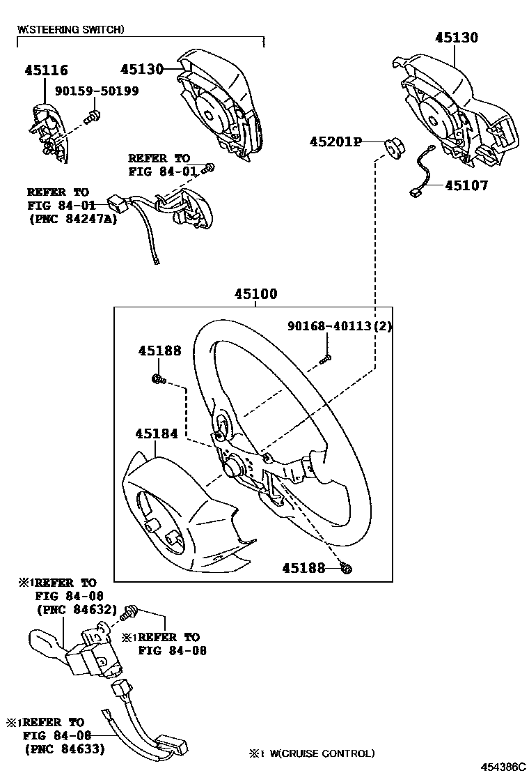 Toyota YARIS Steering Wheel EPC diagram — 454386C