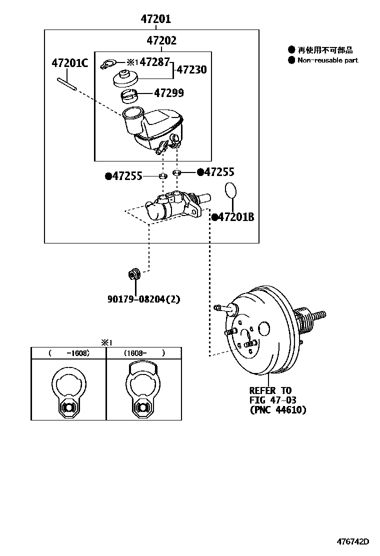 Toyota YARIS 制动总泵 EPC diagram — 476742D