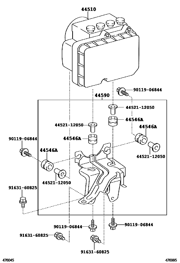 Toyota YARIS 制动配管和卡箍 EPC diagram — 476995
