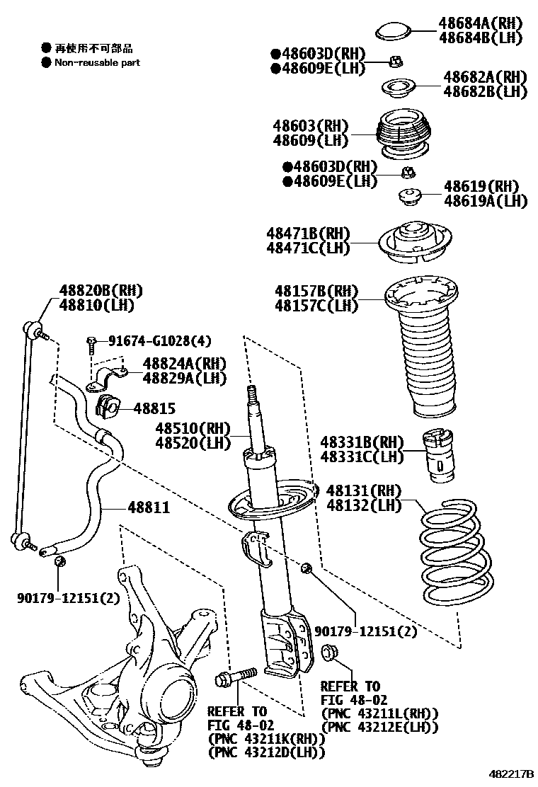 Toyota YARIS Front Spring & Shock Absorber EPC diagram — 482217B