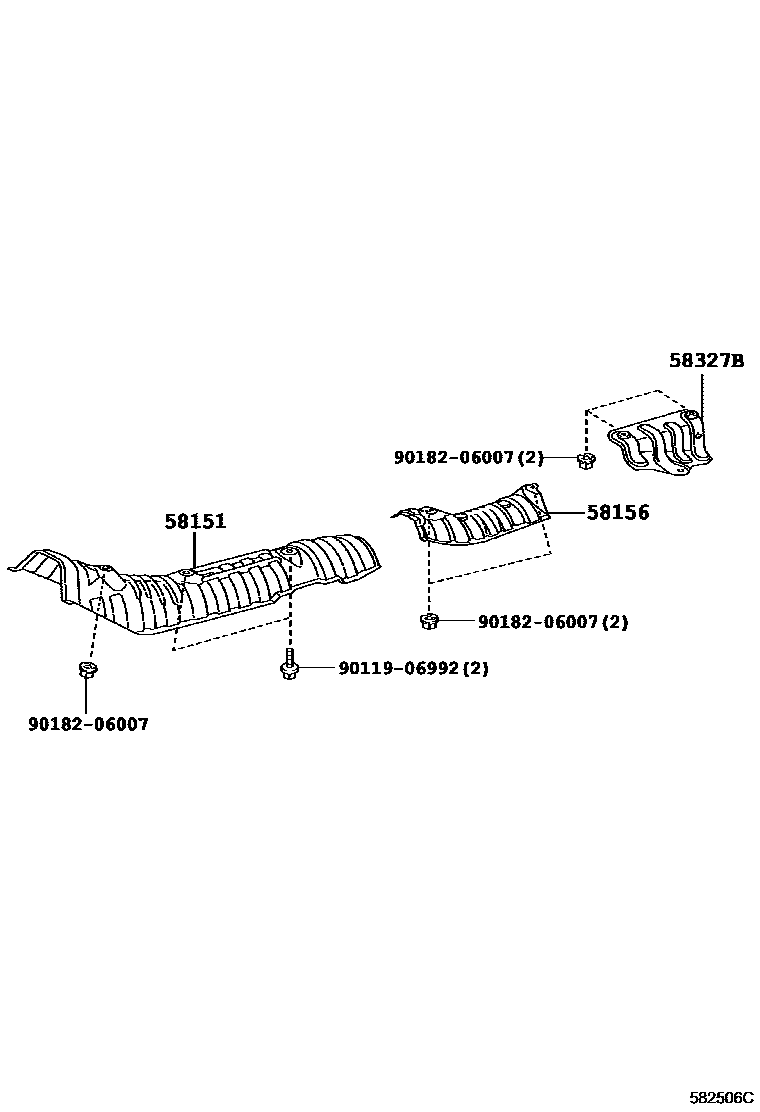 Toyota YARIS 地板隔热垫 EPC diagram — 582506C